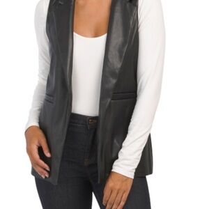 Sincerely Jules Faux Leather Vest – Chic Black Sleeveless Blazer Look.